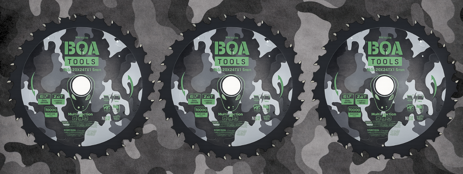 This banner showcases three of our cool blade designs. The blades pictured have 24 teeth and feature BOA's exclusive design. 